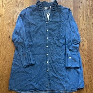 Soft Surroundings Blue Button-Front Lightweight Shirt Jacket 🌷